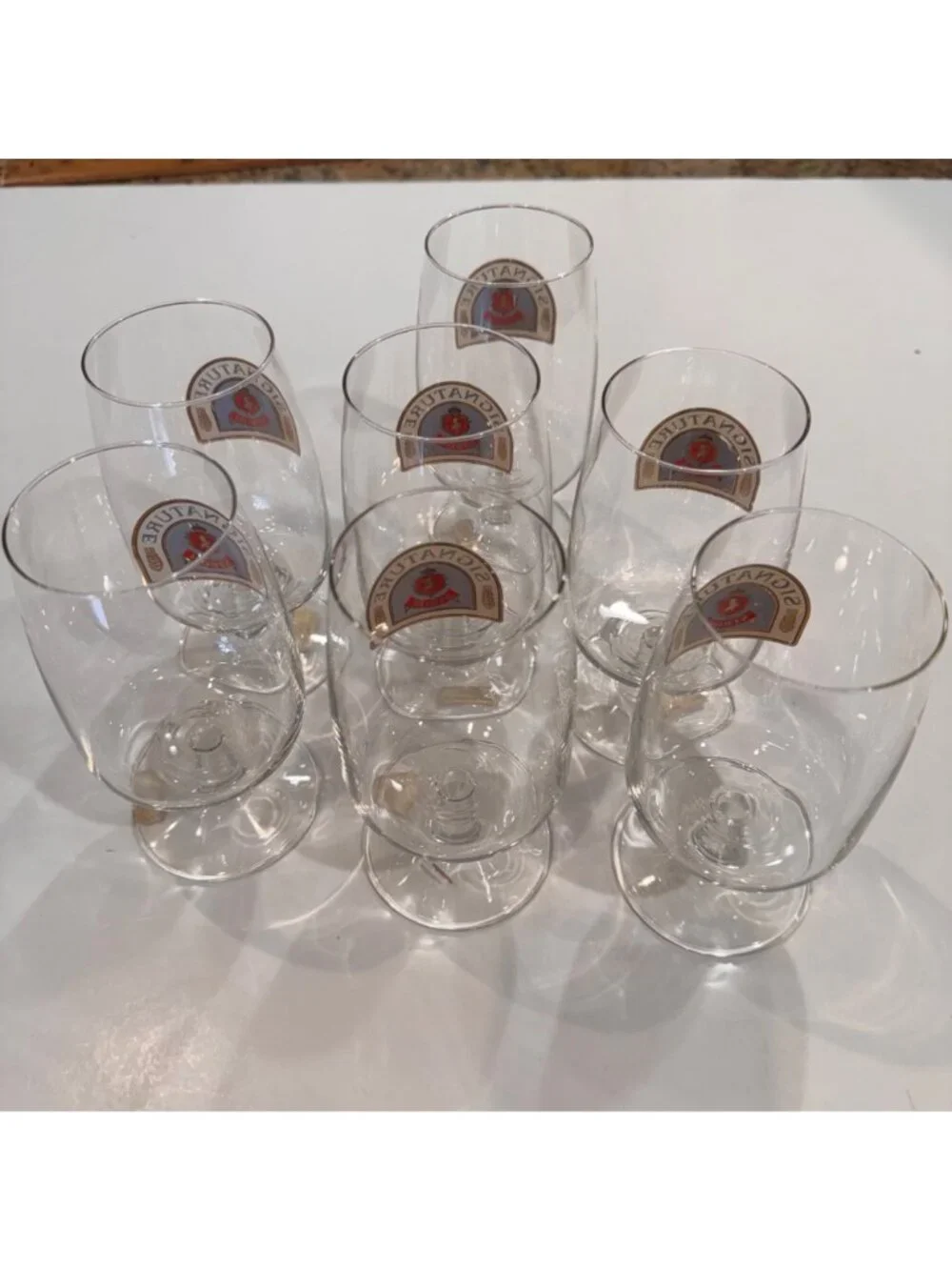 Stroh Signature Pedestal Beer Glass Rastal Germany Lot of 7 Breweriana Vtg NOS